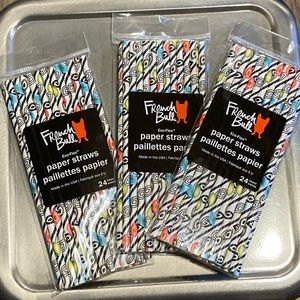 French Bull ECO-Flex Paper Straws- Lot of 3 pkgs (72 straws) *~FANCY~*